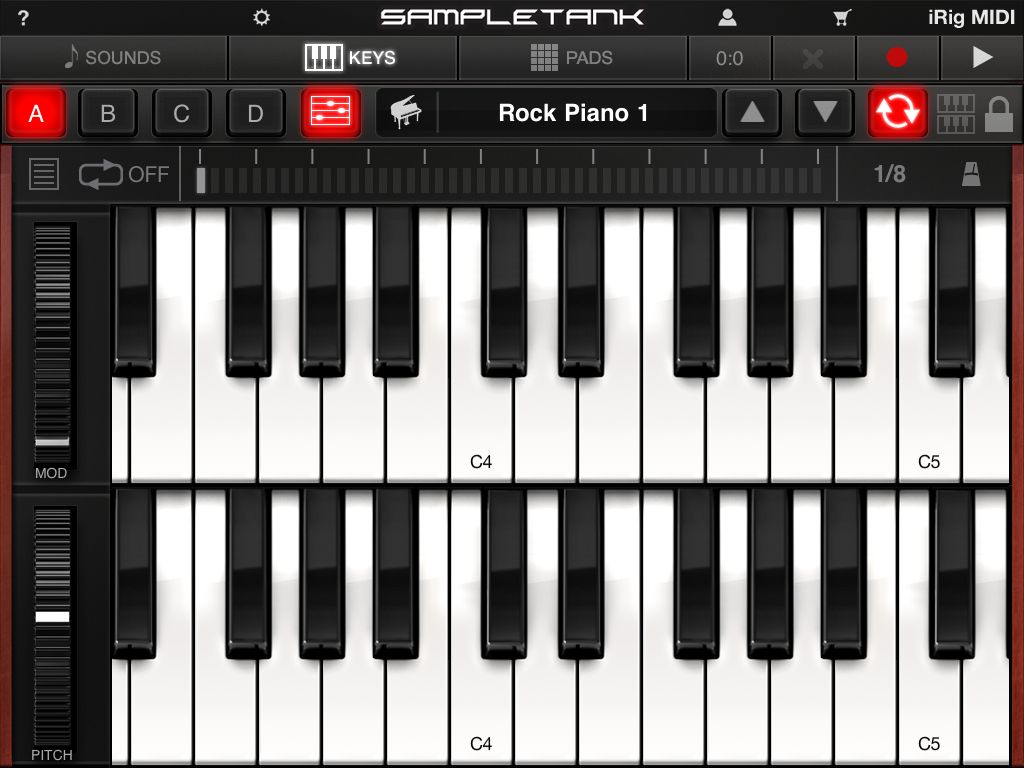 SampleTank iOS Keyboard layout