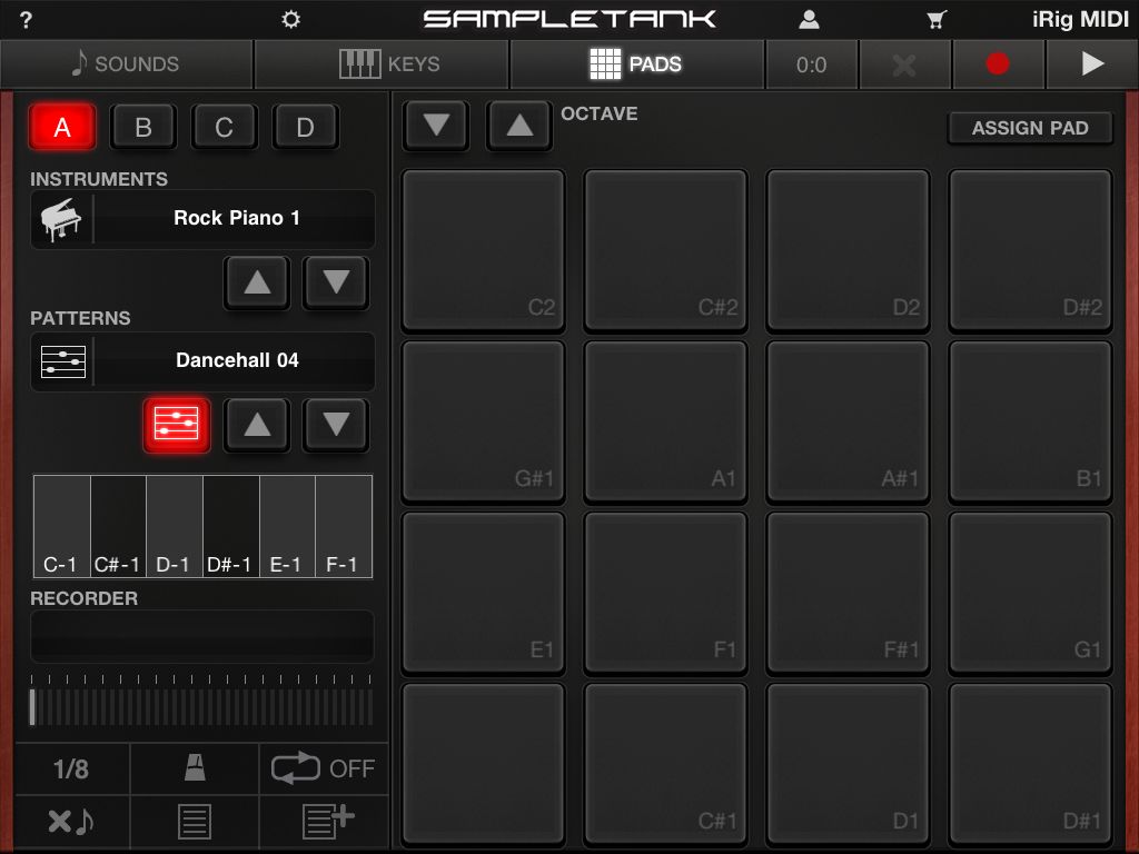 SampleTank iOS Drumpads Recorder section